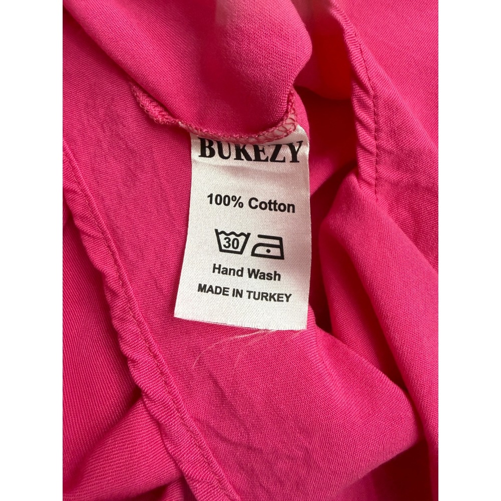 BUKEZY Pink Neon Trim Oversized Shirt Dress Tunic Button Down Streetwear - Picture 10 of 11
